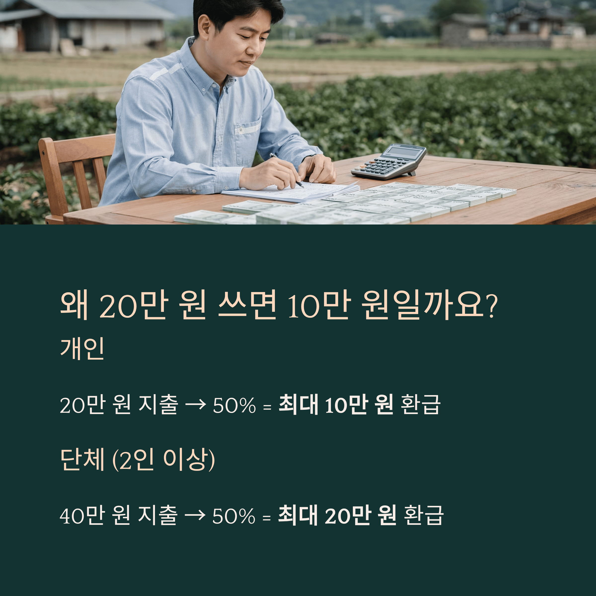 왜 20만 원 쓰면 10만 원이라고 하는 건가