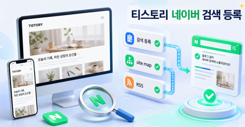 티스토리 네이버 검색 등록 방법, 서치어드바이저 사이트맵&middot;RSS 제출까지 한 번에 정리