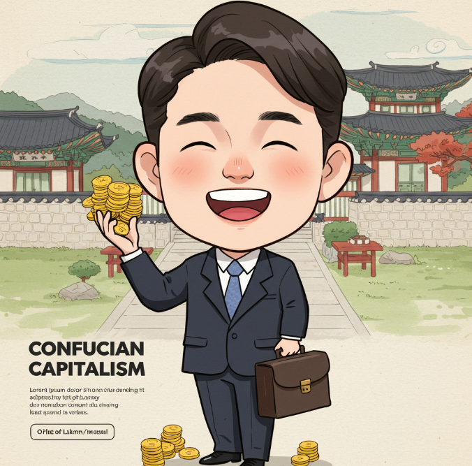 대한민국 90년생의 유교적 자본주의를 상상한 이미지- 구글 제미나이 생성 이미지