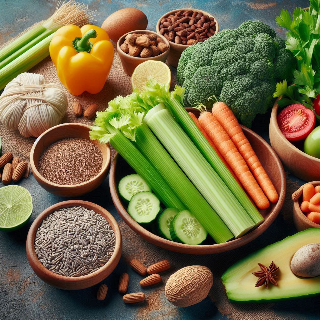 샐러리 등 식이섬유가 많은 음식들