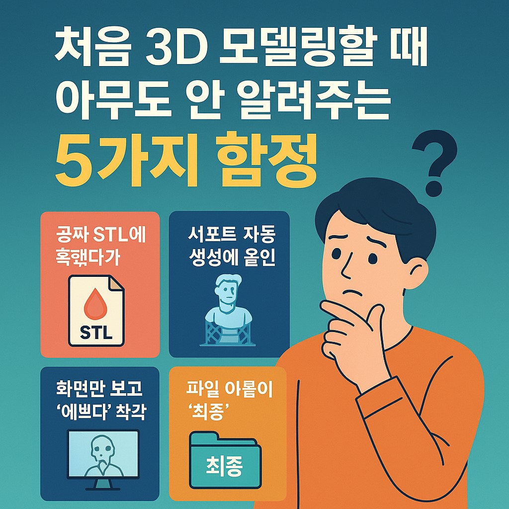 3D 모델링 초보자가 가장 많이 빠지는 5가지 함정 인포그래픽