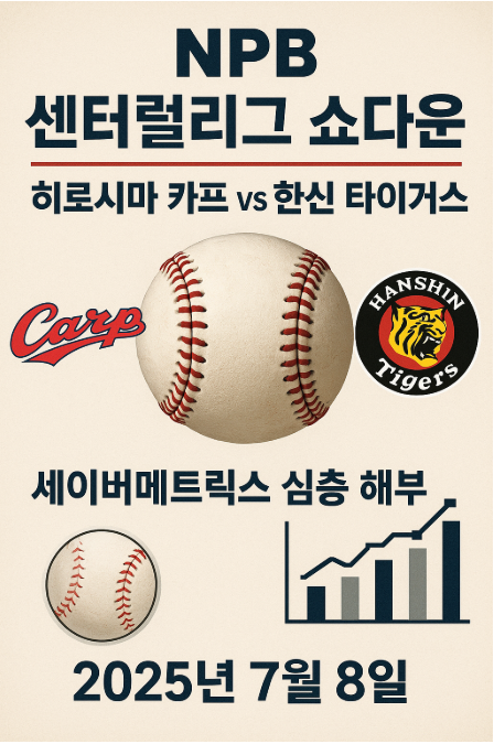 ⚾ NPB 센트럴리그 쇼다운: 히로시마 카프 vs 한신 타이거스 세이버메트릭스 심층 해부 (2025년 7월 8일) 📊