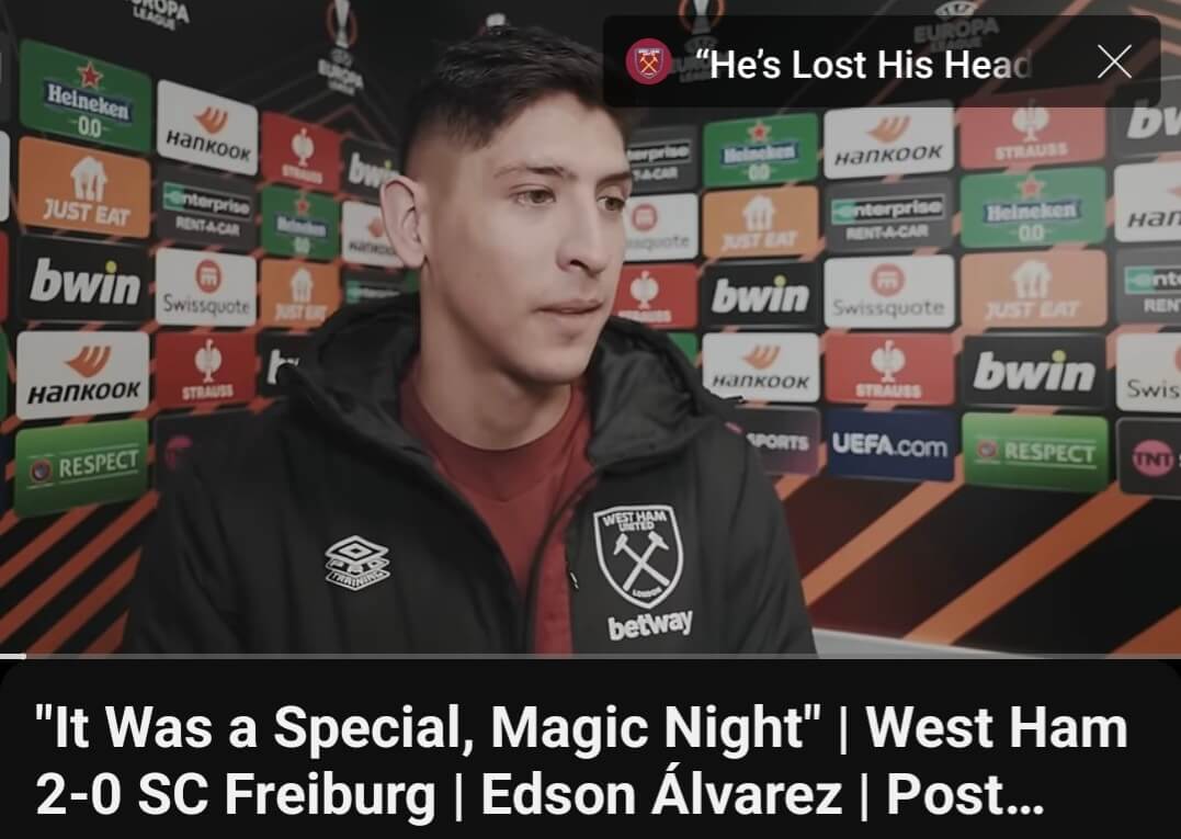 유로파 리그 조별 6차전 웨스트햄 승리