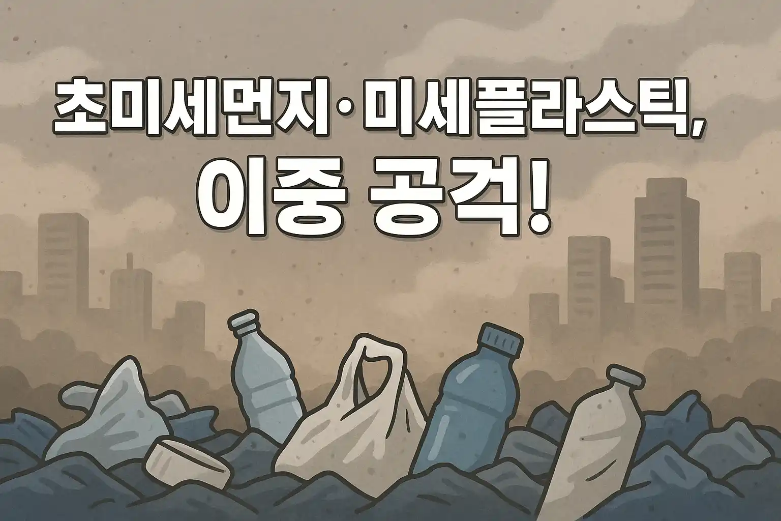 초미세먼지와 미세플라스틱이 공기 속에 떠다니는 모습 이미지