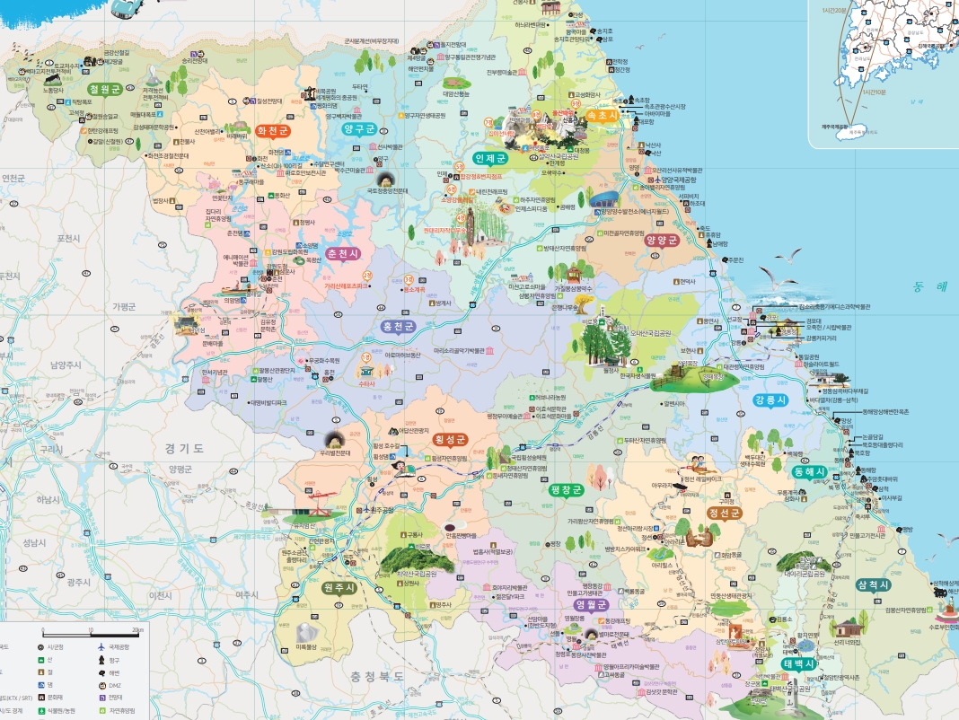 강원도 전체 관광지도 크게보기