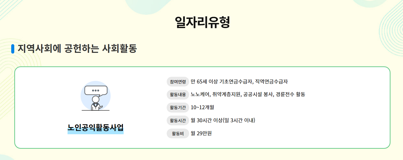 노인일자리 유형