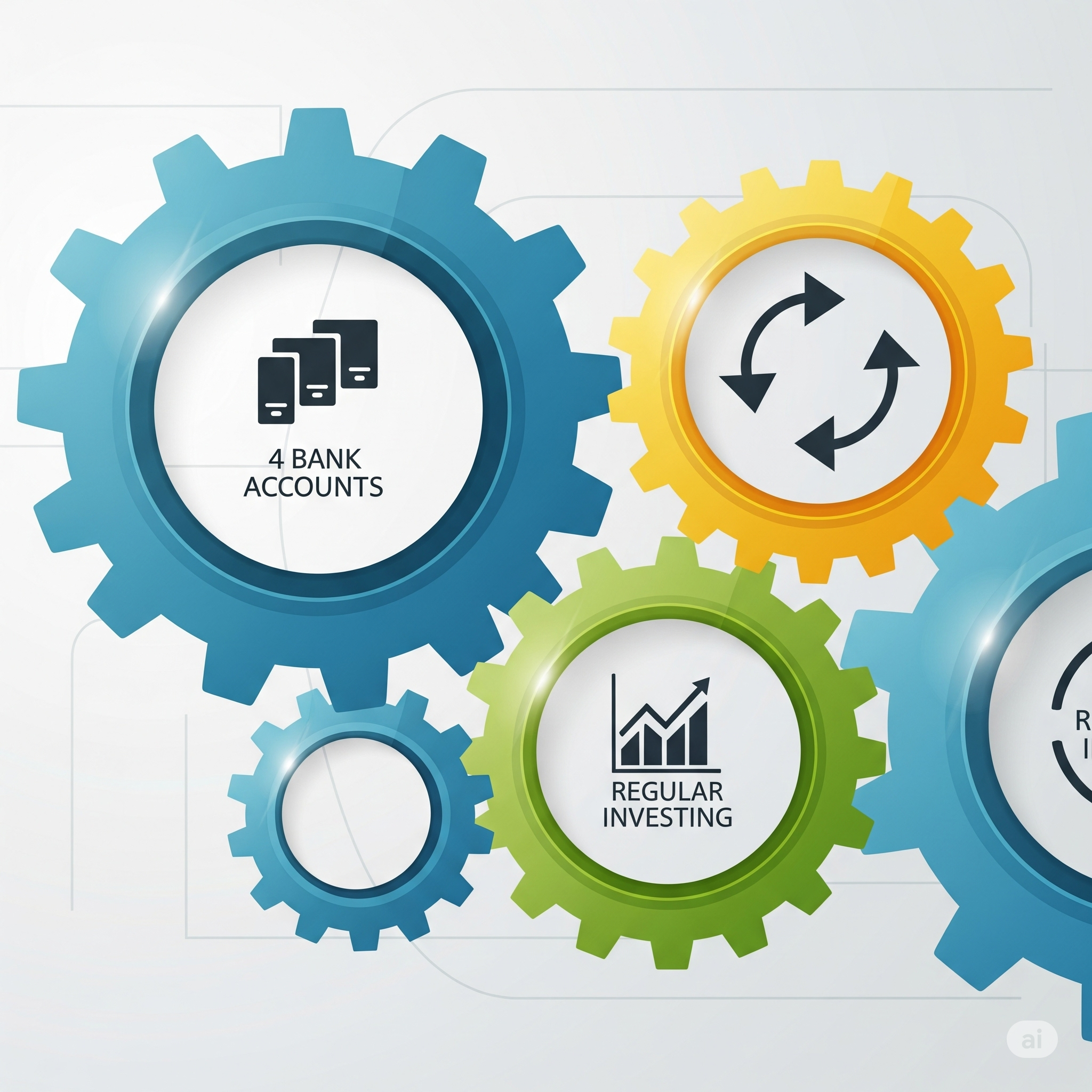 자동화된 재테크 시스템 톱니바퀴가 꾸준히 돌아가는 모습