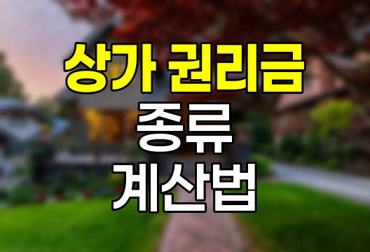 상가 권리금의 이해, 종류와 계산법