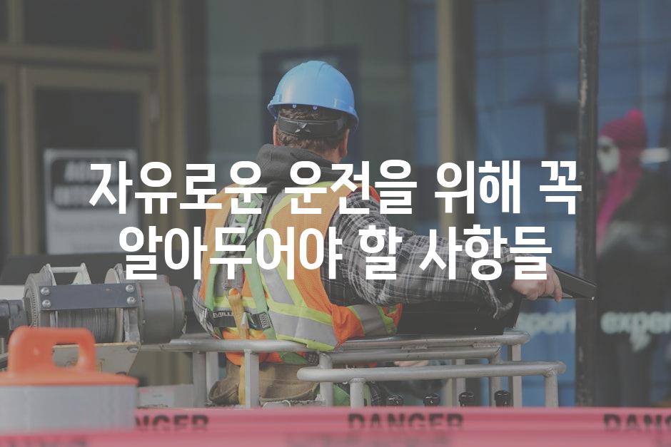 자유로운 운전을 위해 꼭 알아두어야 할 사항들