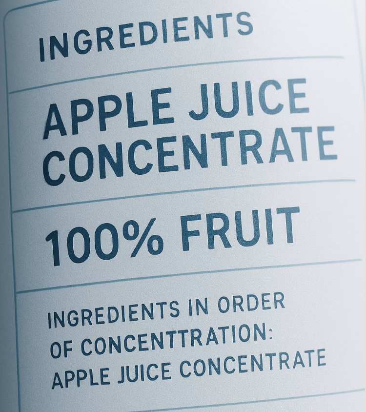 진짜 사과즙&amp;#44; 라벨 뒷면에서 찾으세요