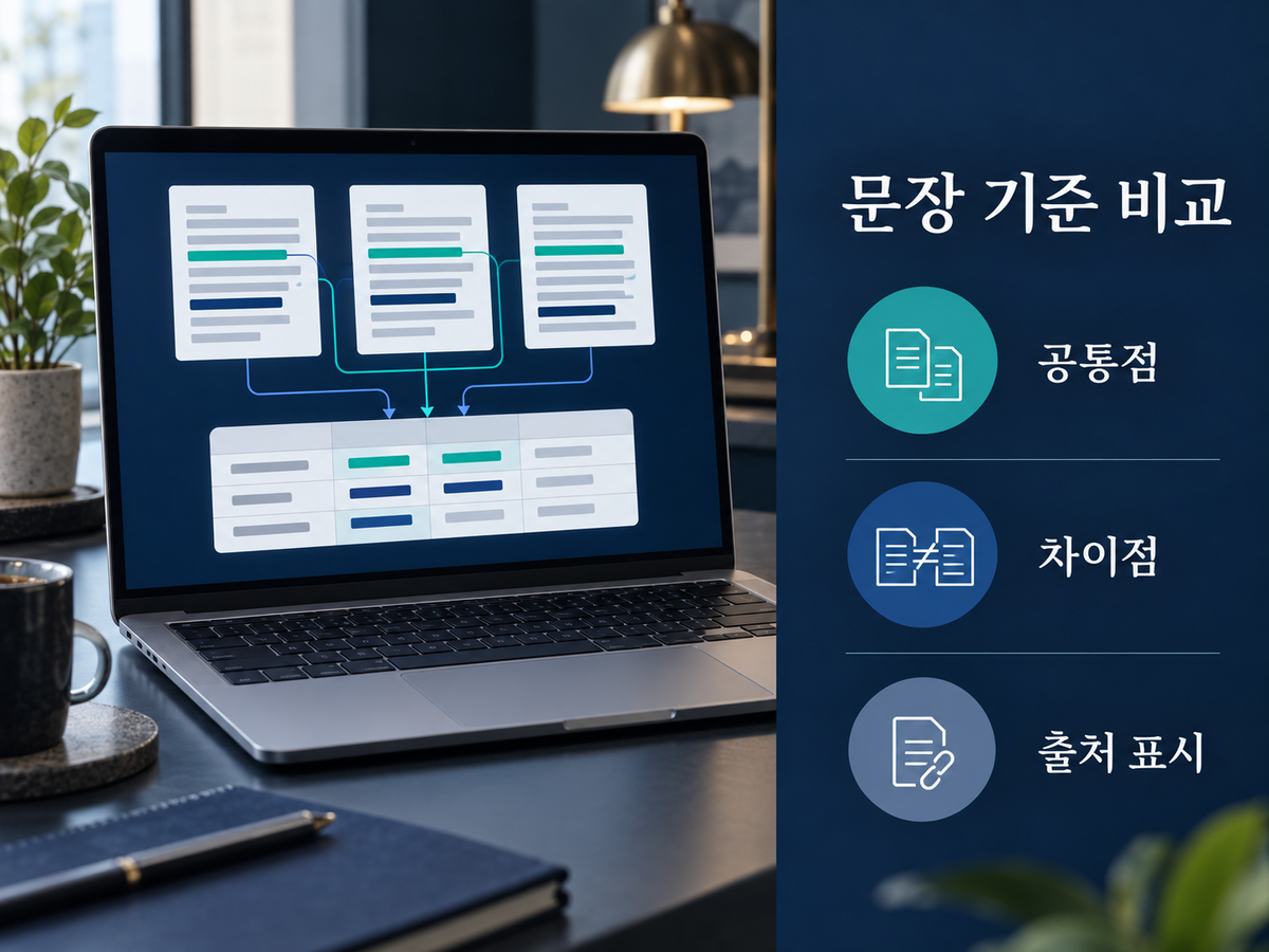 여러 문서의 공통점과 차이점을 문장 기준으로 비교하는 구조