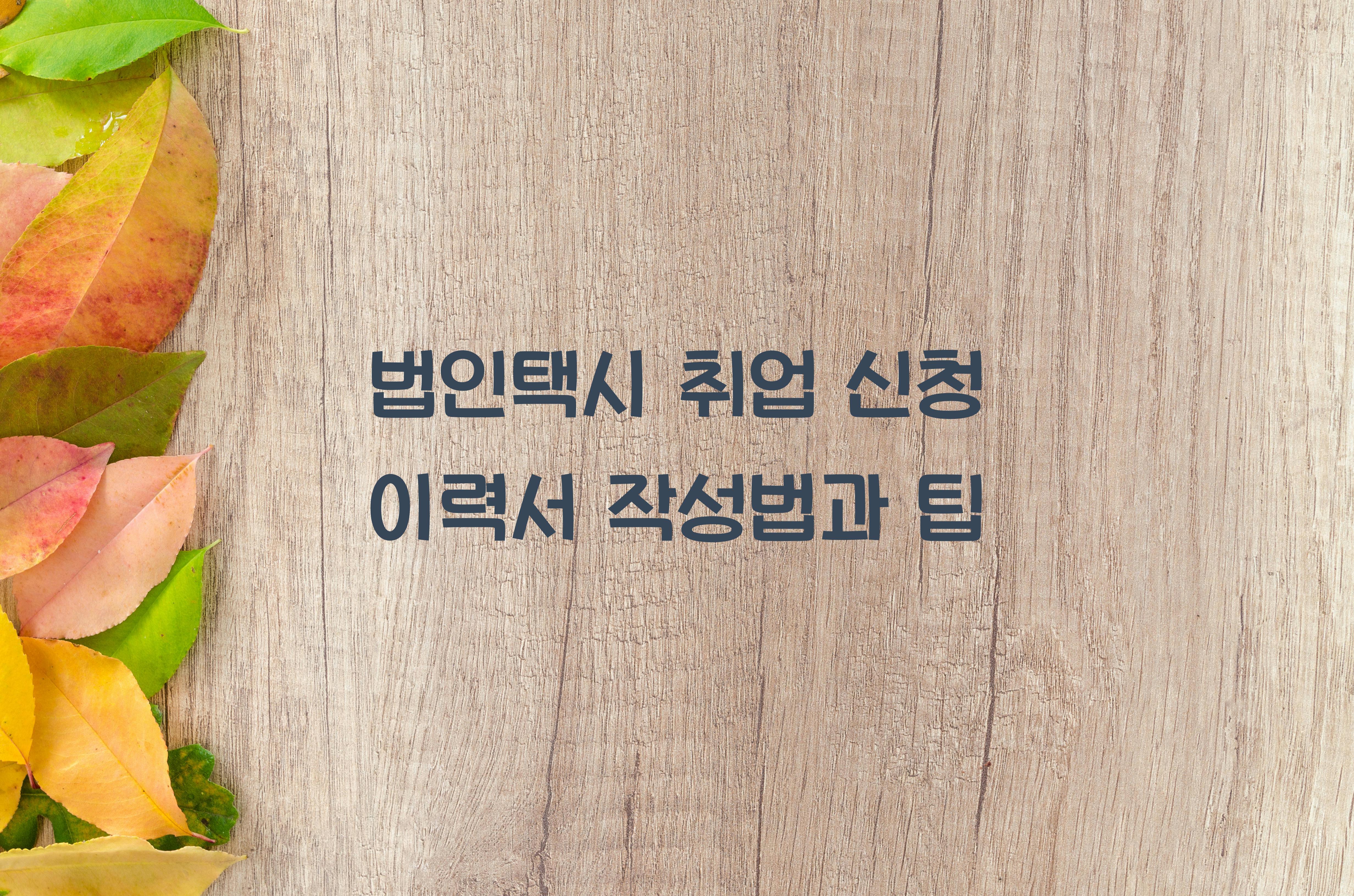 법인택시 취업 신청