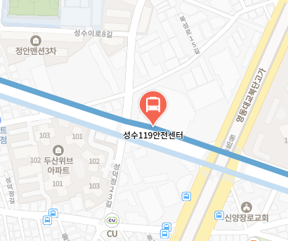 성수119안전센터에서 인천공항 리무진 공항버스(6013번) 지도 위치