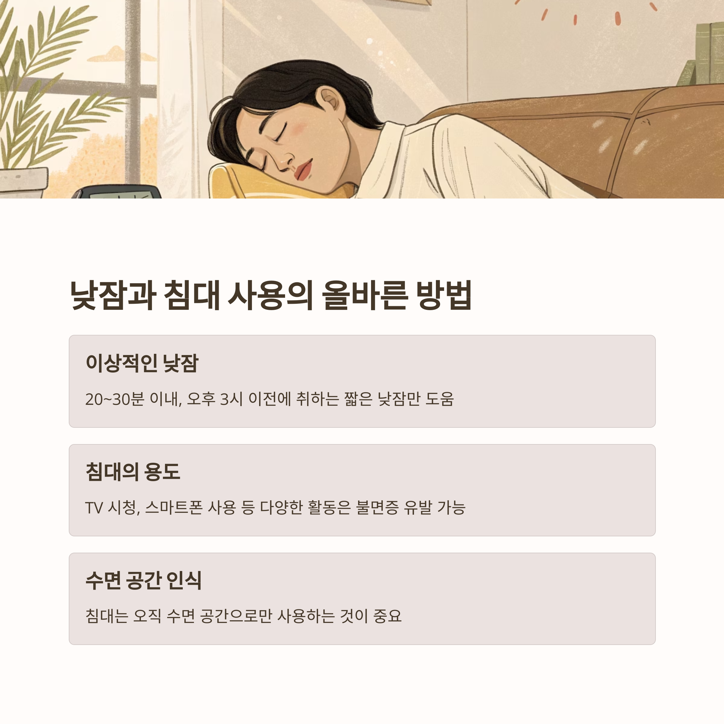 낮잠과 침대 사용의 올바른 방법