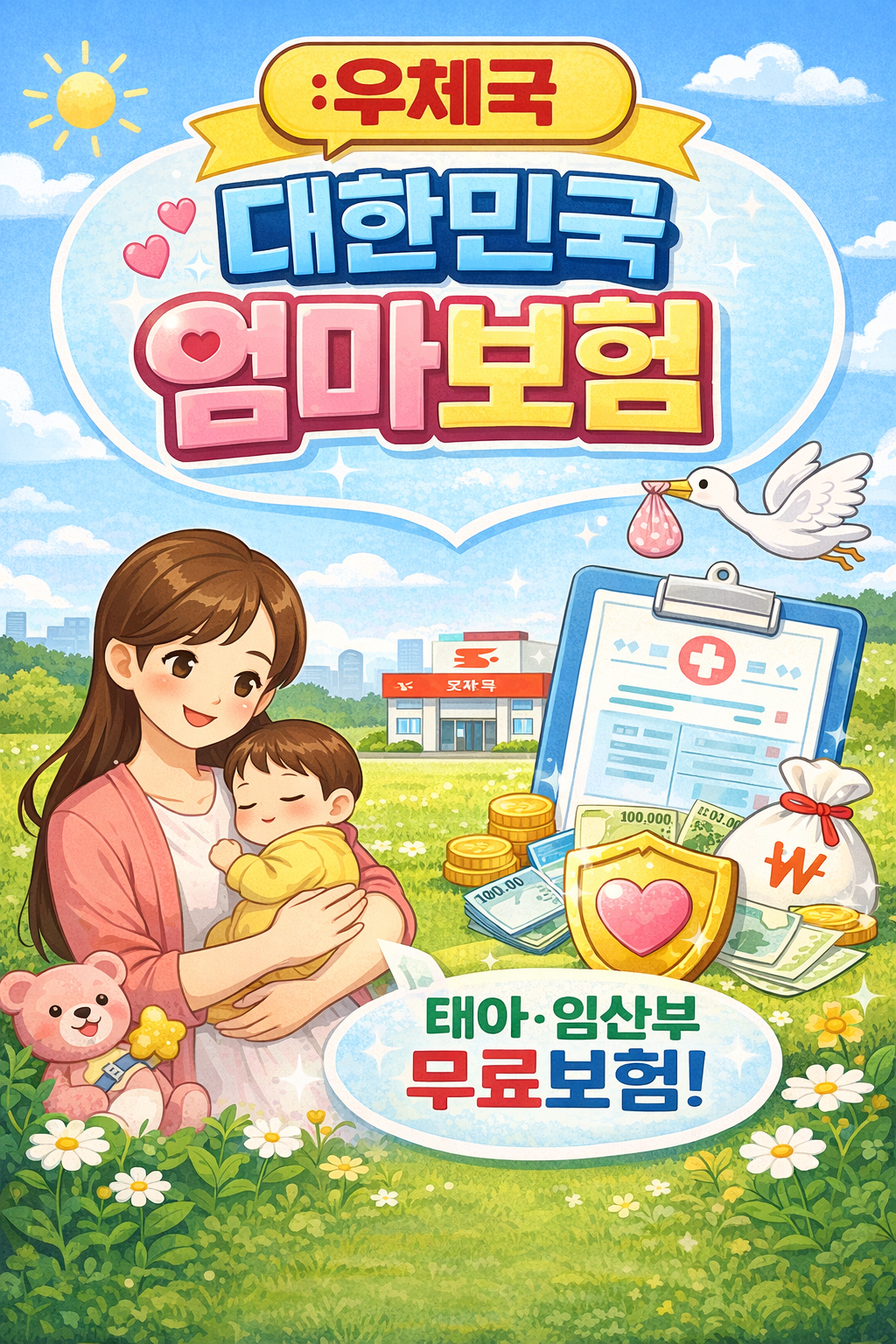 아가와 엄마를 위한 무료 공익보험 - 우체국 대한민국 엄마보험