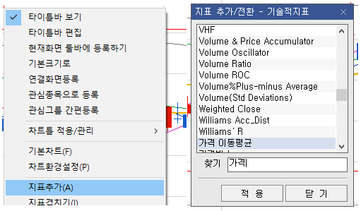 이동평균선 지표 추가