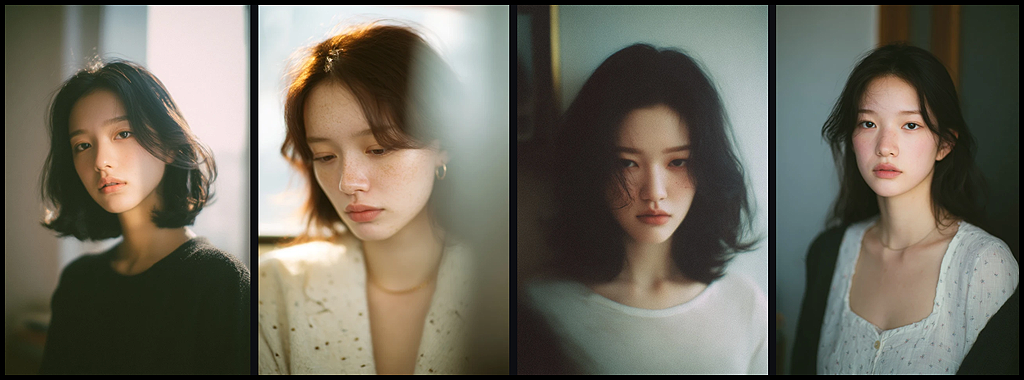 20대 한국 여성 모델의 일상적 순간을 neutral, unstaged 톤으로, 부드러운 확산광과 자연스러운 피부 질감이 유지된 P 코드 사진 화보 분위기 이미지_Midjourney