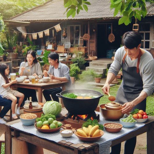 입추날 보양식을 먹는 가족