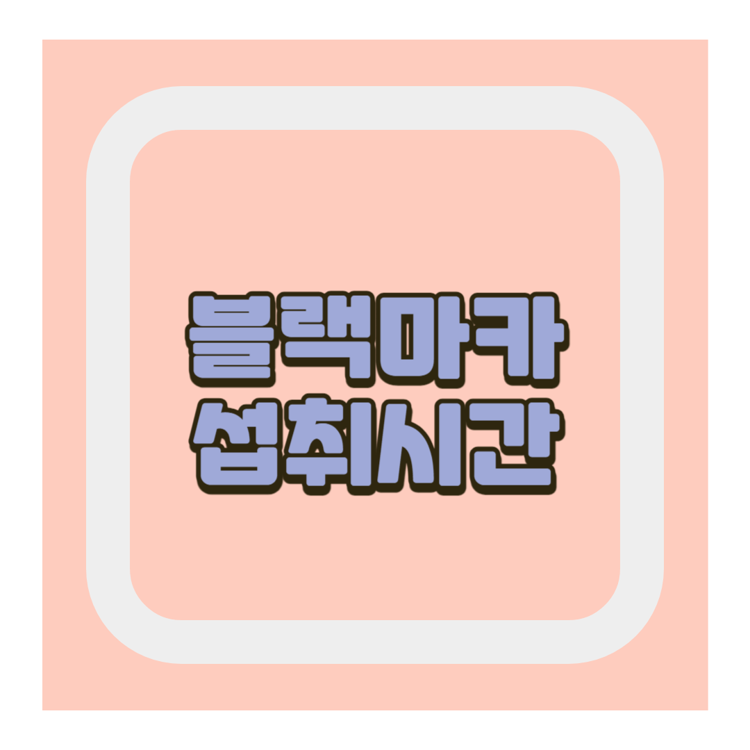 블랙마카 섭취시간