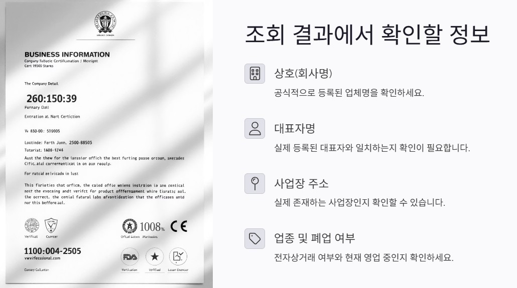 사업자등록조회결과에서 확인할 정보