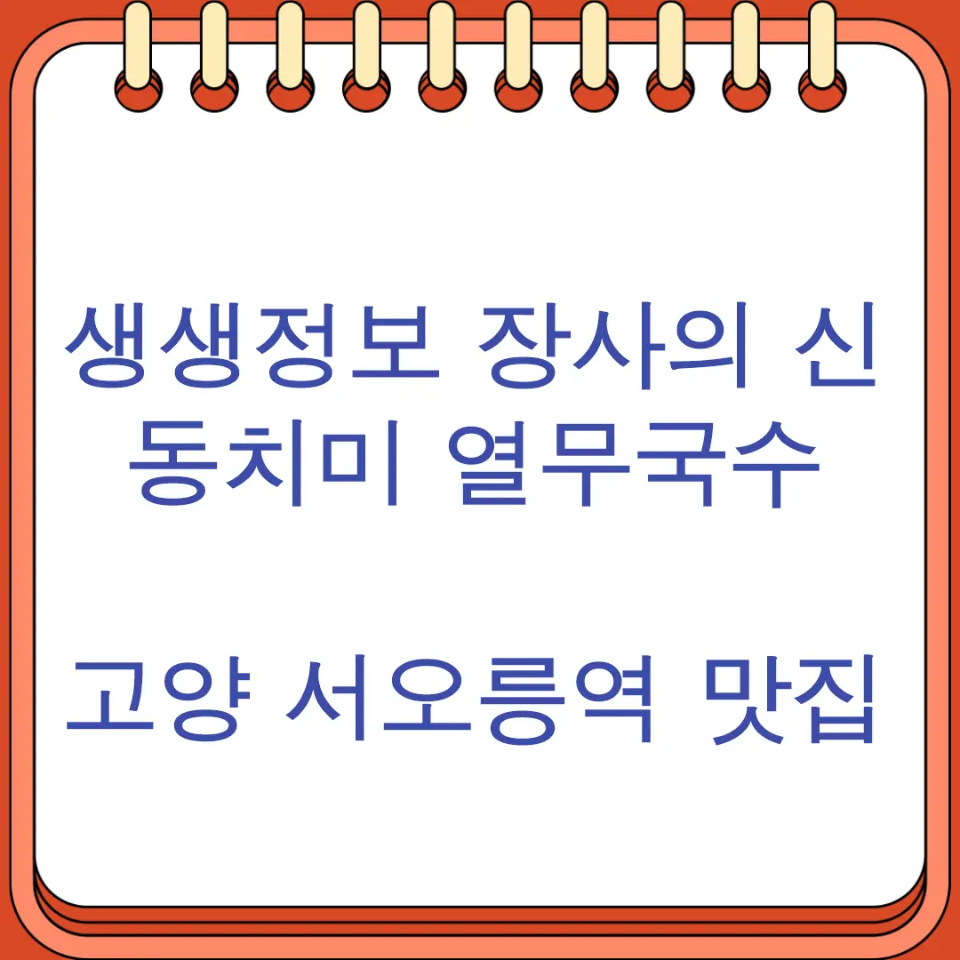 생생정보 장사의 신 동치미열무국수 반반국수 고양 서오릉역 맛집