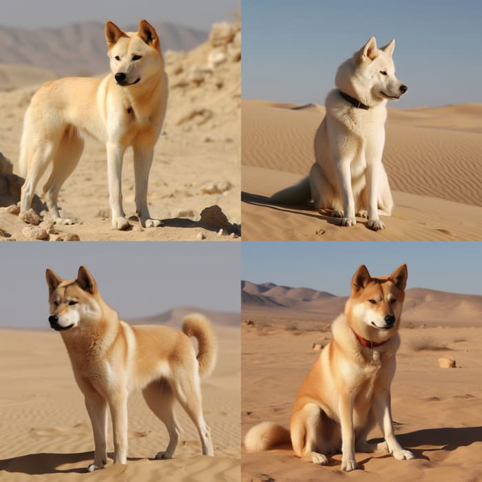 프롬프트에 &#39;a desert jindo_dog&#39;만 입력한 예시