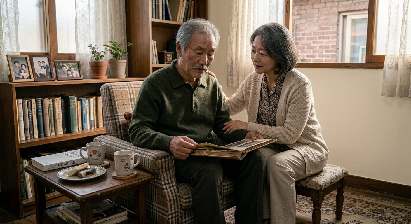 치매 환자와 가족의 그림