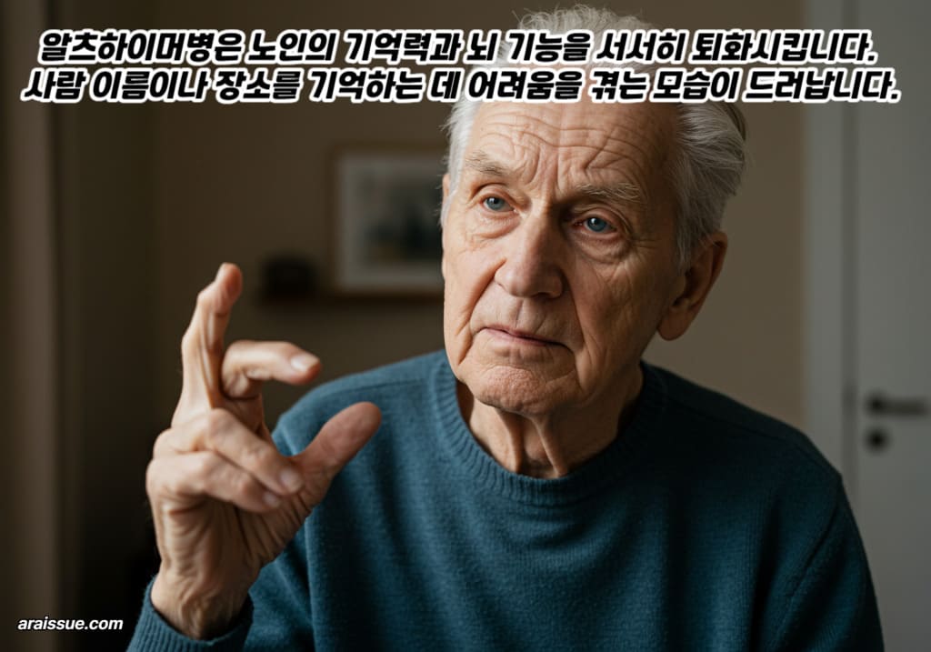 알츠하이머병은 60대 이상에서 주로 발병하는 뇌 질환으로, 기억력과 뇌 기능이 서서히 퇴화합니다.