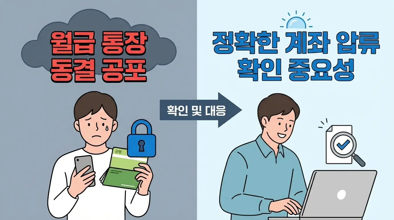 월급 통장 동결 공포 및 정확한 계좌 압류 확인 중요성