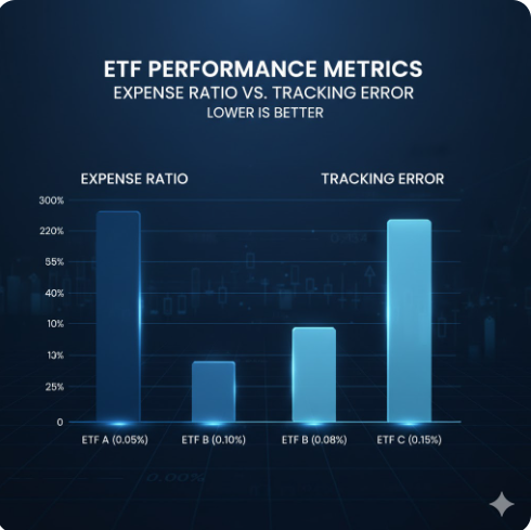 운용보수와 추적 오차를 비교하는 막대 그래프