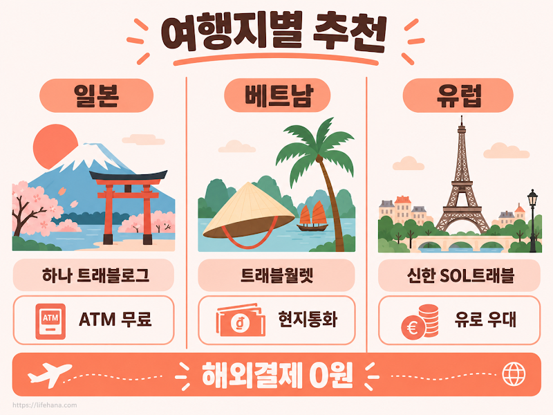 여행지별 맞춤 트래블카드 추천 인포그래픽