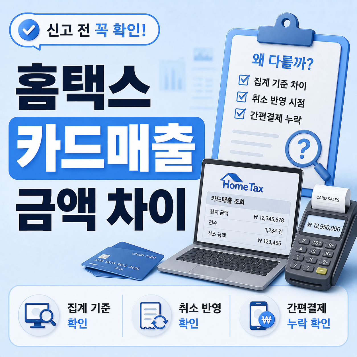 홈택스 카드매출 자료와 실제 매출이 다르게 보이는 이유