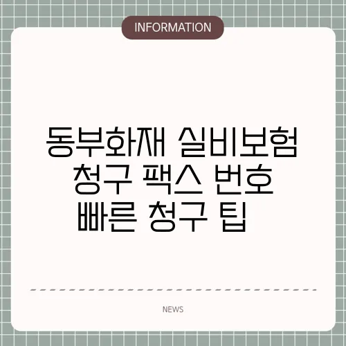 동부화재 실비보험 청구 팩스 번호 빠른 청구 팁 📠