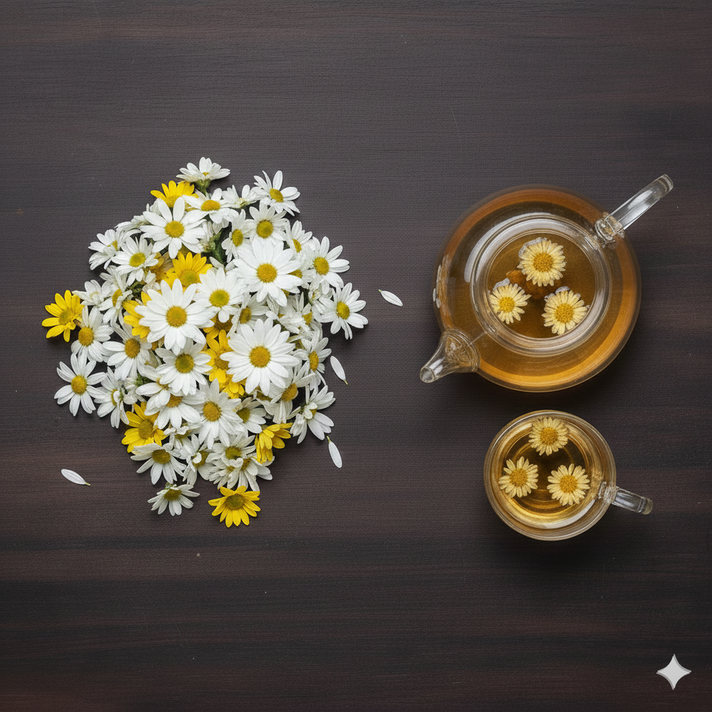 심신 안정과 눈 건강에 도움을 주는 향긋한 노란 국화차 한잔