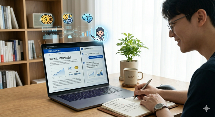 AI 비서를 활용한 경제 뉴스 읽기 3단계 루틴(요약-분석-기록)을 완벽하게 시각화