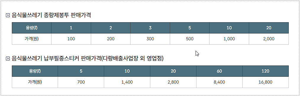 서초구 종량제봉투 가격 2