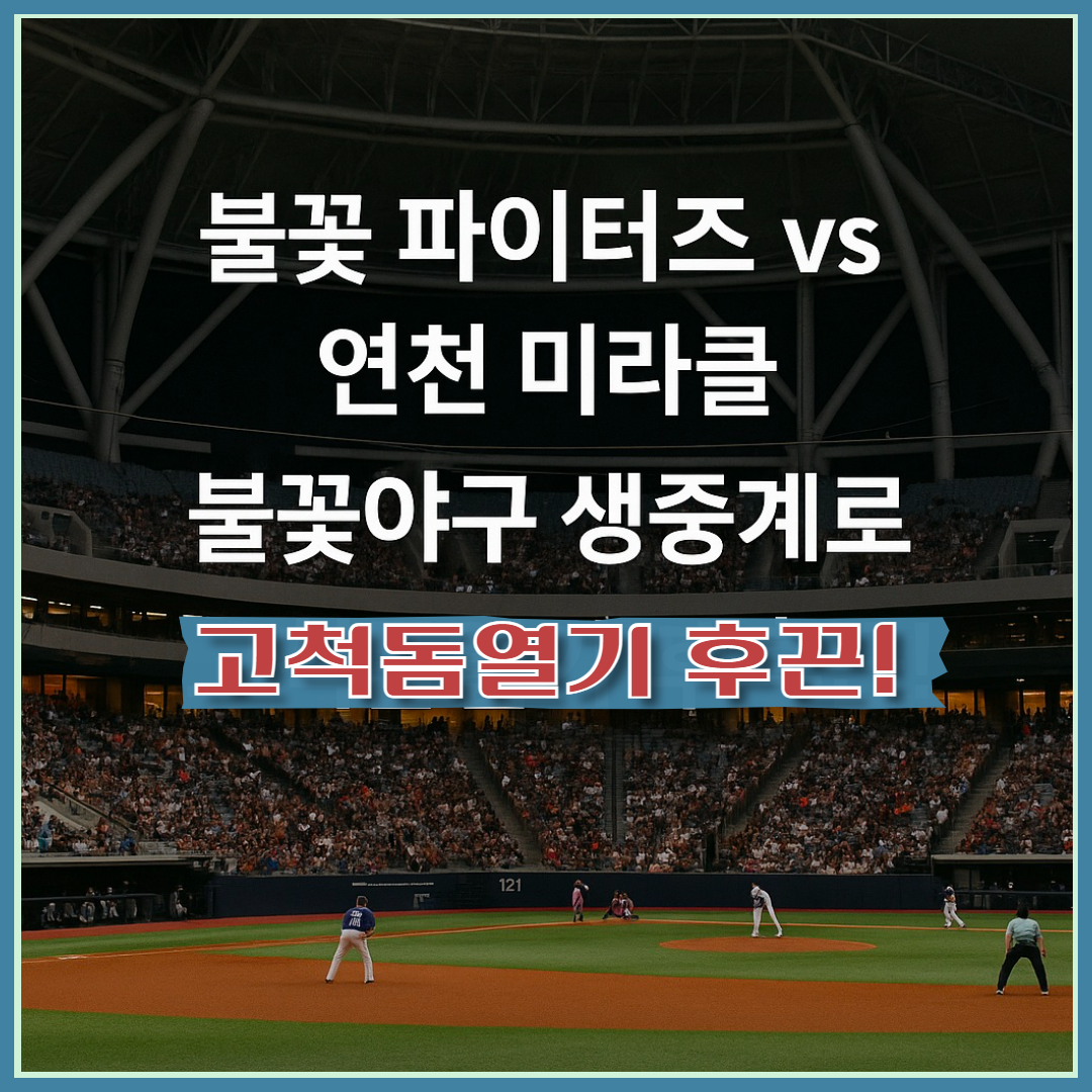불꽃 파이터즈 vs 연천 미라클, 불꽃야구 생중계로 직관 그 이상의 감동!