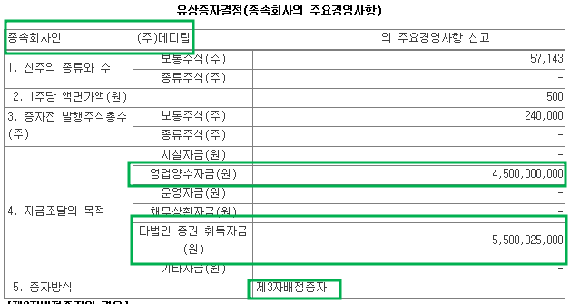 드림씨아이에스 유상증자 공시