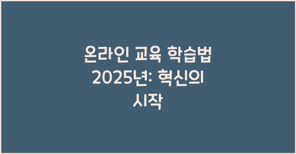 온라인 교육 학습법 2025년
