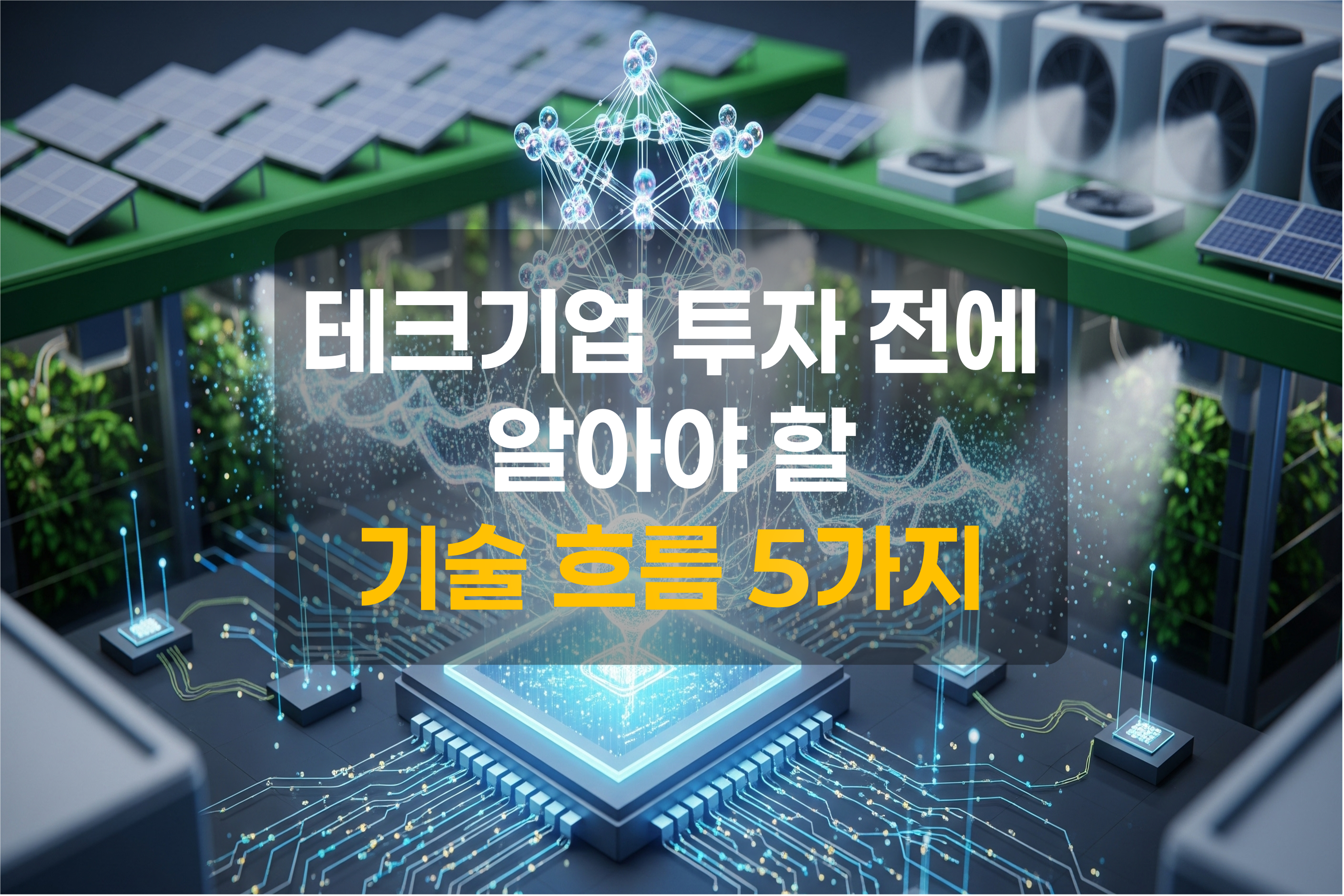 테크기업을 표현하는 이미지들과 텍스트를 표현한 그림