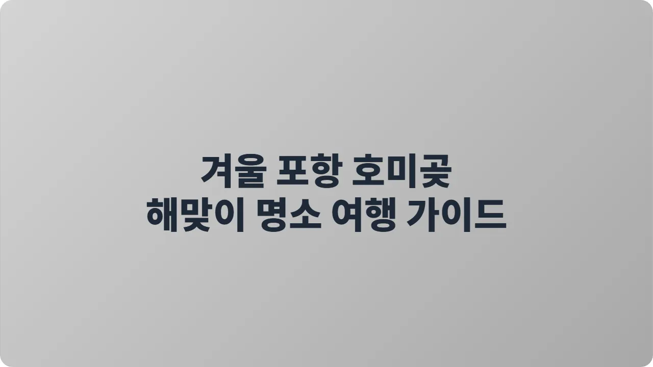 겨울 포항 호미곶 해맞이 명소 여행 가이드