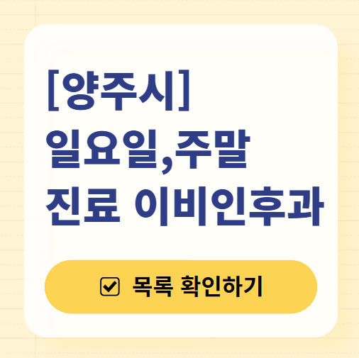 양주 일요일 문 여는 이비인후과 목록 ❘ 토요일 공휴일 주말 진료 병원 찾기