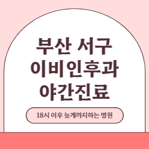 부산 서구 야간진료 이비인후과 병원 (18시 이후 늦게까지하는 병원)