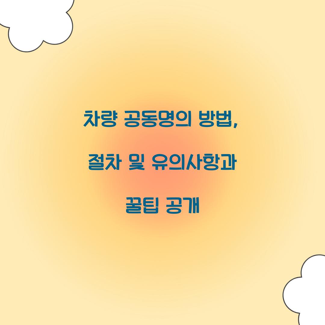 차량 공동명의 방법