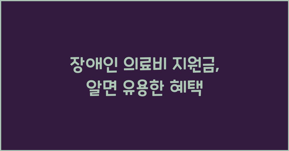 장애인 의료비 지원금