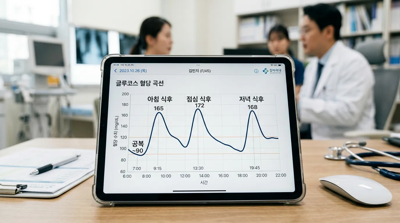 공복혈당과 식후혈당 변화를 보여주는 그래프