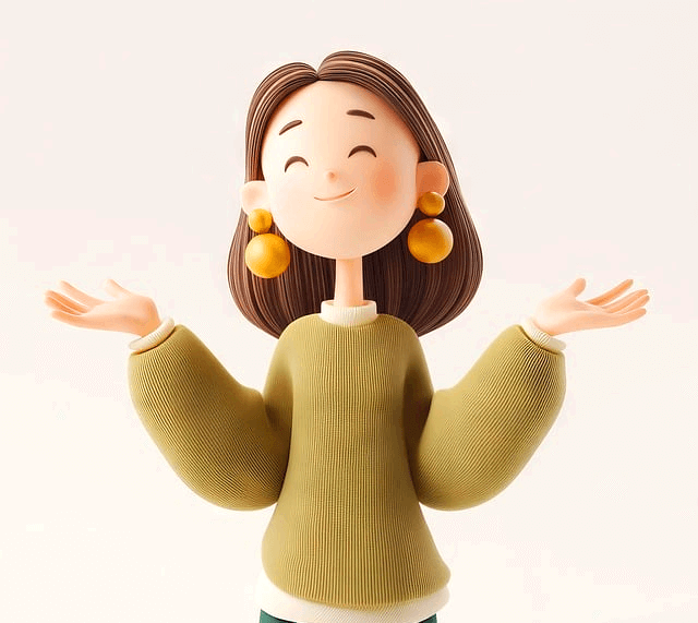 생글생글 웃는 여자가 양팔을 벌린채 서있다. 긴 단발머리를 하고 커다란 왕방울 귀걸이를 했다.