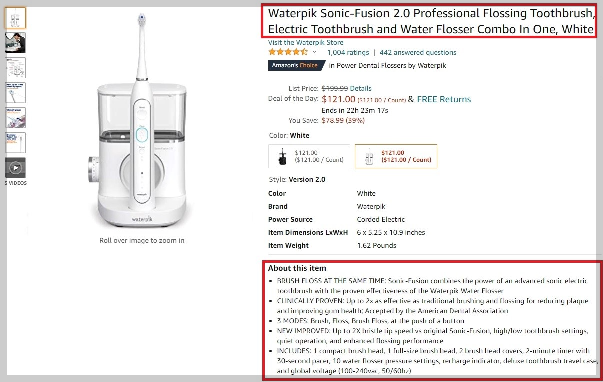 Examples of Amazon Product Listing