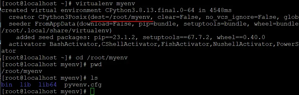 myenv 가상환경 생성