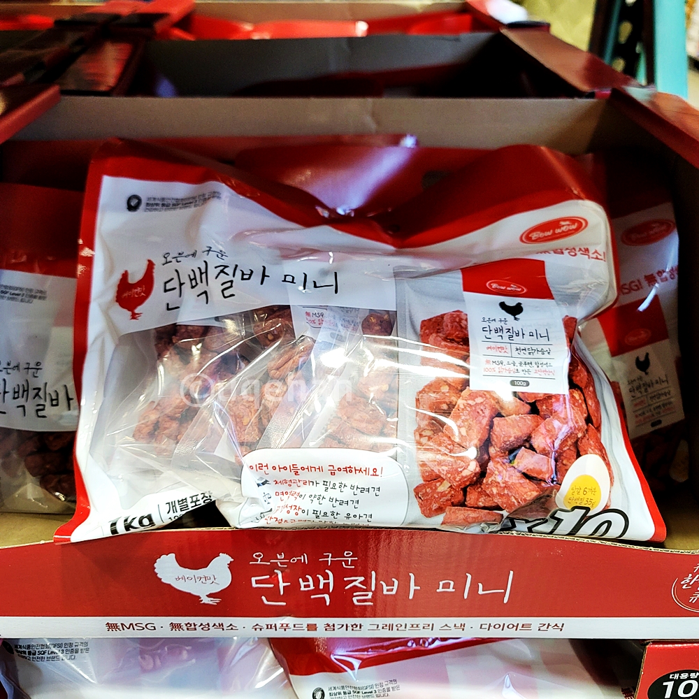 바우와우 애견용 단백질바 100G X 10팩 제품 사진이다.